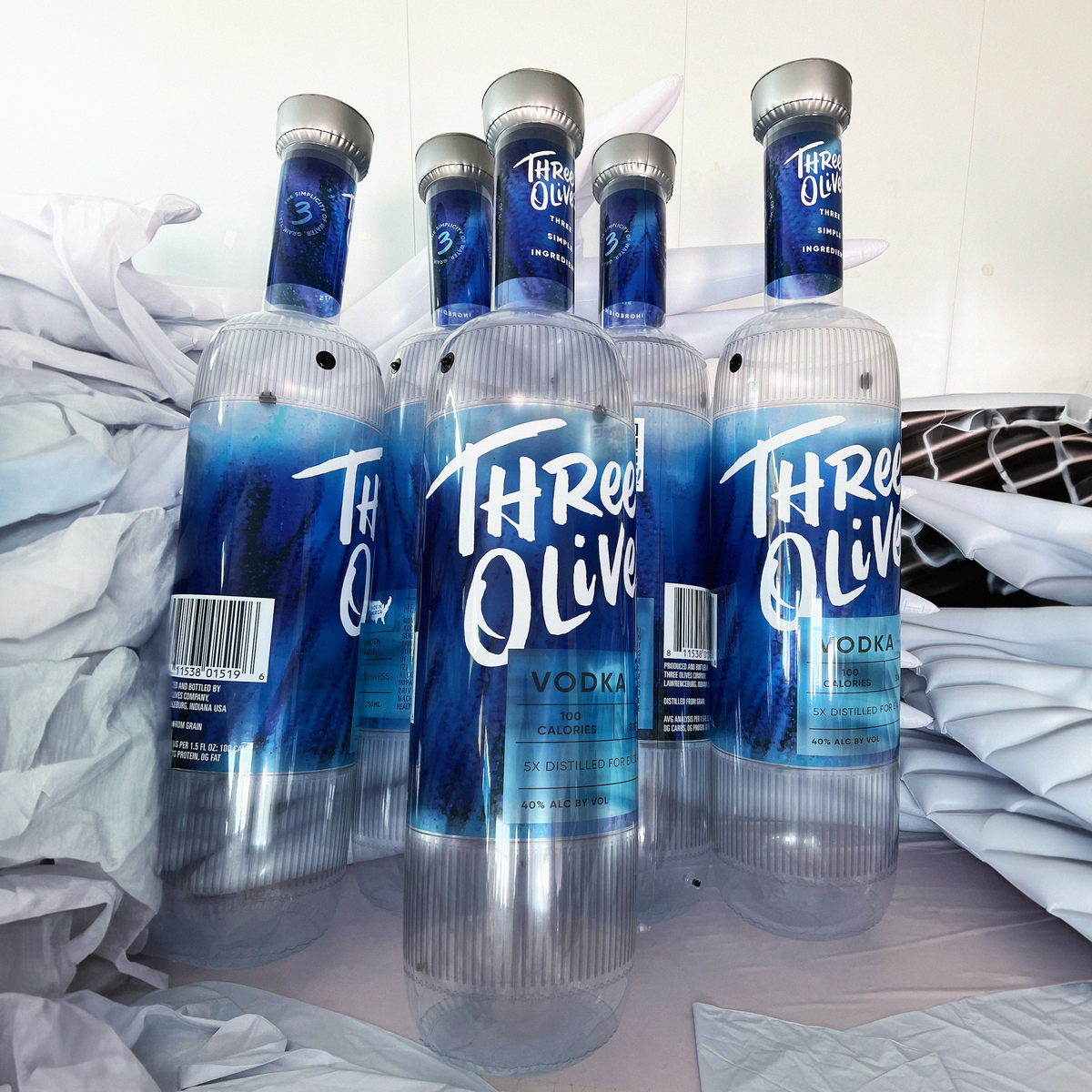 three olive vodka bottle inflatables